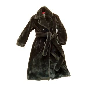 HUGO by Hugo Boss faux fur belted coat in black